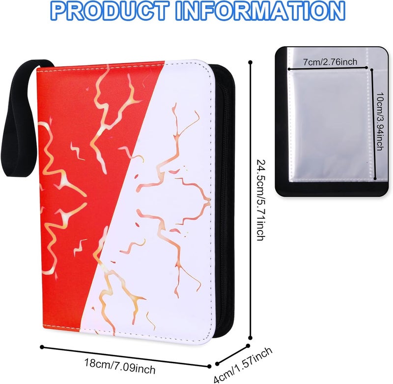 awedsu Collectible Trading Card Albums,Collectible Trading Card Protective Sleeves,Card Binder 4-Pocket,400 Pockets Card Case Holder for TCG,Sports Card. (Red Blue) - Image 2